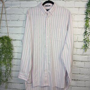 MENS LANDS END LONG SLEEVE BUTTON DOWN, SUPIMA NO IRON OXFORD, SIZE 17/36